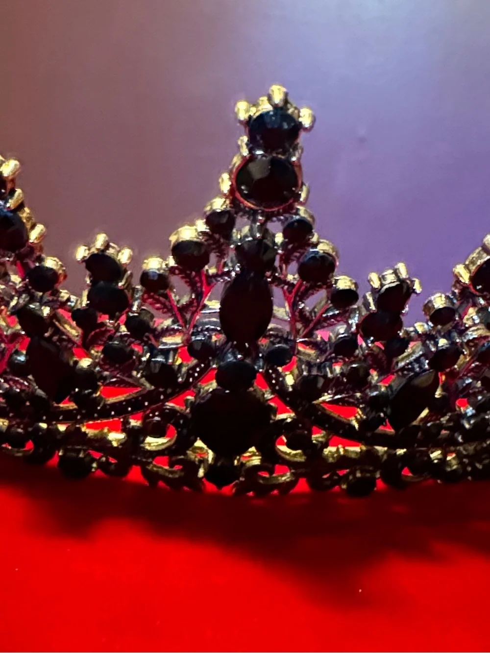 Black Crystal and Gold Filigree Tiara